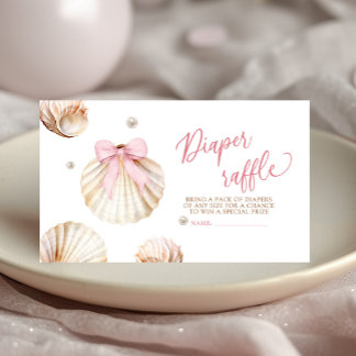 Carte D'accompagnement Tirage de couche Bébé Fille Ruban Rose Coquillage