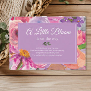 Carte D'accompagnement Tirage de couche bébé Fleur Rose Violet Baby Showe