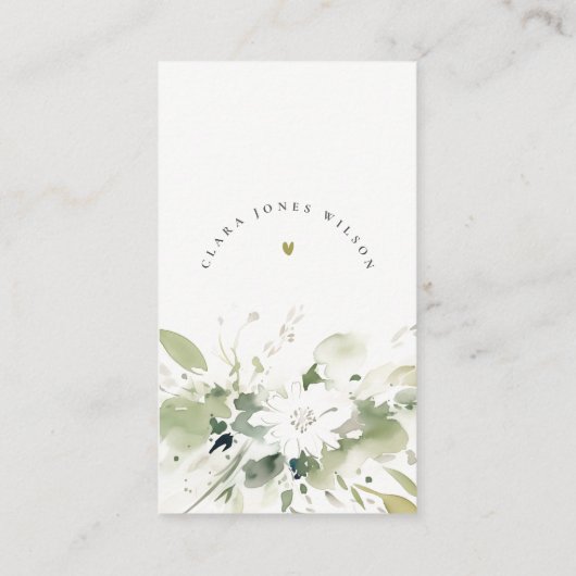 Carte D'accompagnement Tirage de couche bébé floral vert abstrait (Dos)