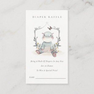 Carte D'accompagnement Tirage de couche bébé hippopotame mignon feuillage