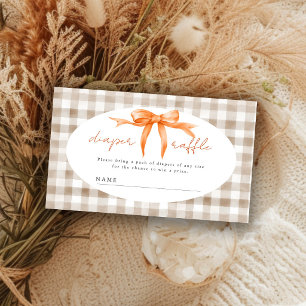 Carte D'accompagnement Tirage de couche bébé shower automne orange ruban