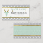 Carte D'accompagnement Tirage de couche, Cerf des bois, Menthe, Gris, Or (Devant / Derrière)