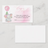 Carte D'accompagnement Tirage de couche éléphant mignon rose Baby Shower (Devant / Derrière)
