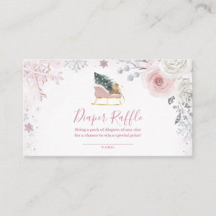 Carte D'accompagnement Tirage de couche pastel rose flocon de neige hiver