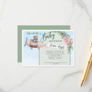 Carte D'accompagnement Tirage de couche pour Baby Shower Ourson Pilote Av