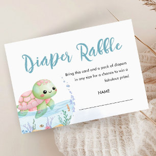 Carte D'accompagnement Tirage de couche pour Baby Shower Tortue de Mer Bé