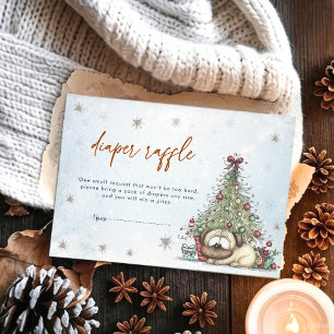 Carte D'accompagnement Tirage de couche pour chiots d'hiver Arbre de Noël