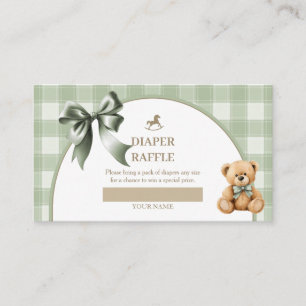 Carte D'accompagnement Tirage de couche Préppy Ours en peluche Vert sauge