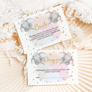 Carte D'accompagnement Tirage de couche rose bleu floral éléphant