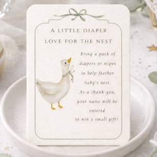 Carte D'accompagnement Tirage de Couches Nid de Bébé Oie Baby Shower