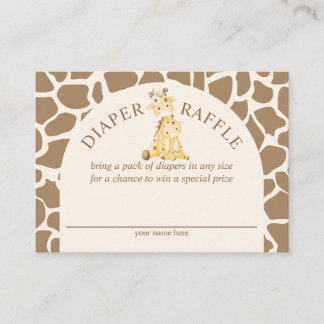 Carte D'accompagnement Tirage de Couches pour Bébé Girafe Maman et Bébé N