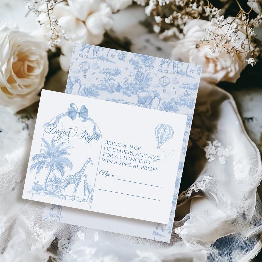 Carte D'accompagnement TOILE Bleu Safari animal bébé garçon douche