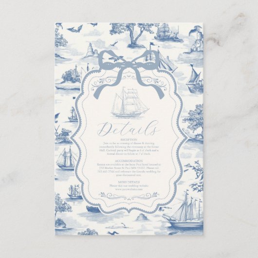 Carte D'accompagnement Toile Chic Mariage de mâchoire nautique (Devant)