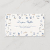 Carte D'accompagnement Toile De Jouy Baby Shower Blue Bow  Diaper Raffle (Devant)