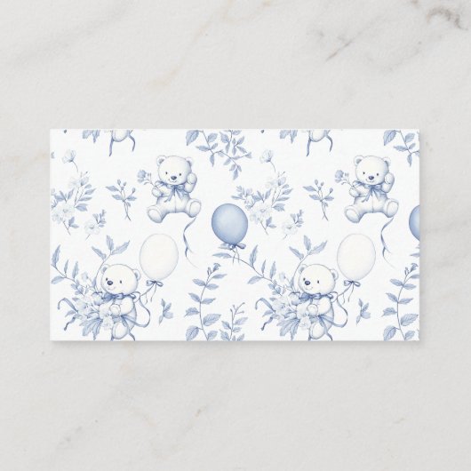 Carte D'accompagnement Toile De Jouy Bear Baby Showe Livres pour bébé (Dos)