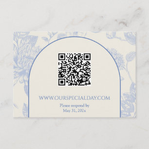 Carte D'accompagnement Toile Florale Bleu Français Riche Floral