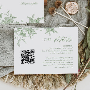 Carte D'accompagnement Toile Sage Green Floral Détails du Mariage QR