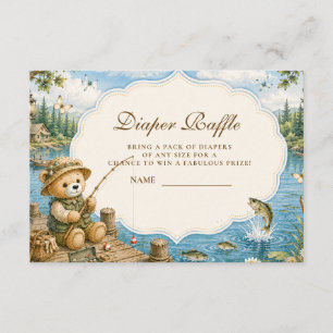 Carte D'accompagnement Tombola de couches Rustic Bear Fishing