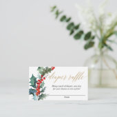 Carte D'accompagnement tombole de Noël floral rouge or vert (Debout devant)