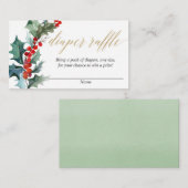 Carte D'accompagnement tombole de Noël floral rouge or vert (Devant / Derrière)