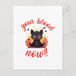 Carte D'accompagnement TON SANG MAINTENANT !! - Chat vampire