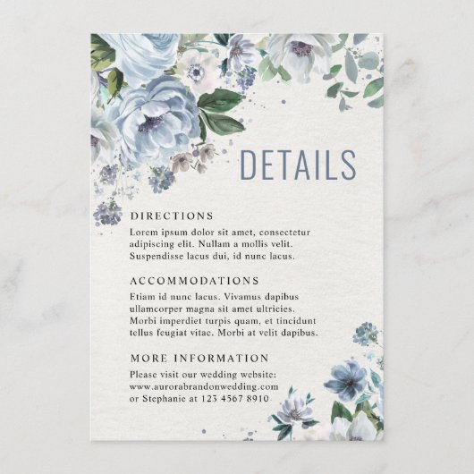 Carte D'accompagnement Tons de gris bleu foncé hiver Mariage rustique (Devant)