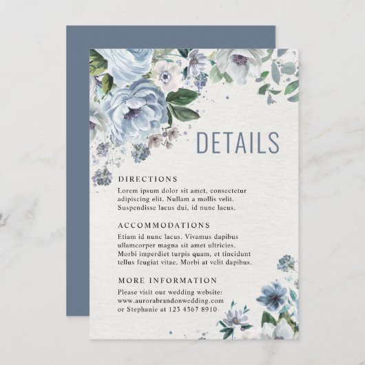 Carte D'accompagnement Tons de gris bleu foncé hiver Mariage rustique (Devant / Derrière)