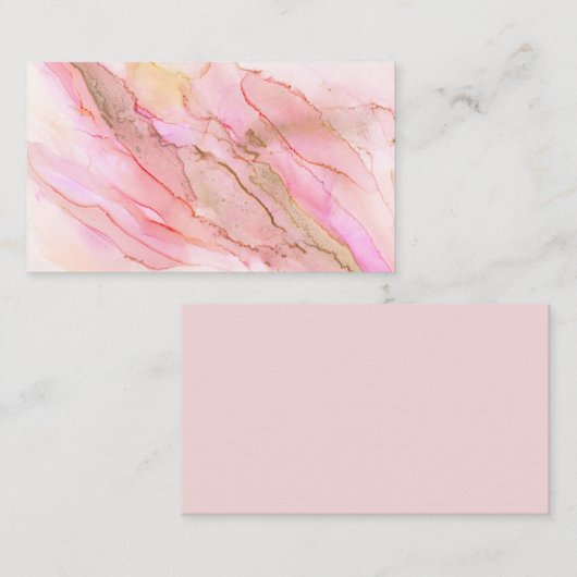 Carte D'accompagnement Tons roses dans les nuages d'encre avec or (Devant / Derrière)