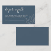 Carte D'accompagnement Topaz Blue Fleur sauvage Line Art Diaper Raffle (Devant / Derrière)