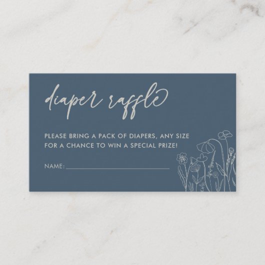 Carte D'accompagnement Topaz Blue Fleur sauvage Line Art Diaper Raffle (Devant)