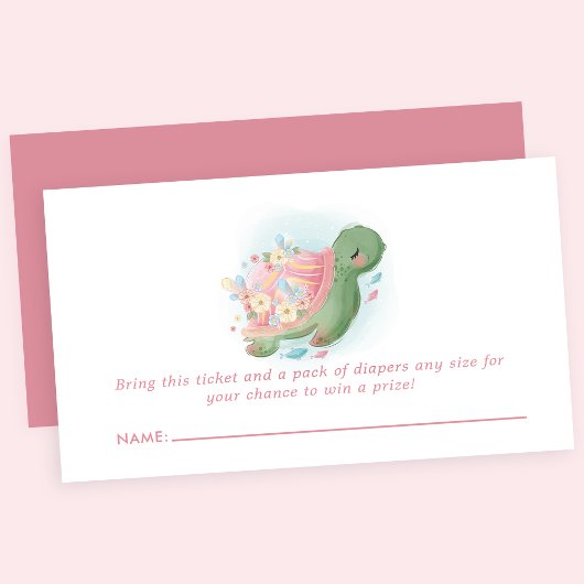 Carte D'accompagnement Tortue de mer Florale Baby shower rose