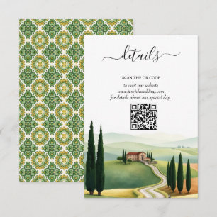 Carte D'accompagnement Toscane Italie destination détails de mariage QR