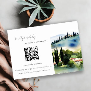 Carte D'accompagnement Toscane Italie Paysage Mariage QR Code RSVP