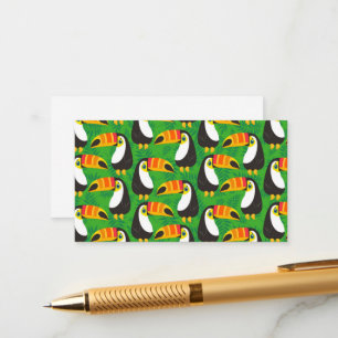 Carte D'accompagnement Toucan Oiseau Bec Feuilles Vertes Animaux Tropicau