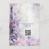 Carte D'accompagnement Tour Eiffel Lavender Romance QR Code Mariage (Dos)