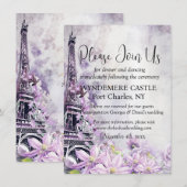 Carte D'accompagnement Tour Eiffel Lavender Romance QR Code Mariage (Devant / Derrière)
