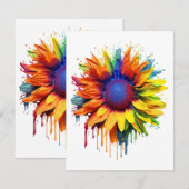 Carte D'accompagnement Tournesol Art Abstrait peinture à fleurs Sun (Devant / Derrière)
