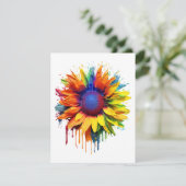 Carte D'accompagnement Tournesol Art Abstrait peinture à fleurs Sun (Debout devant)