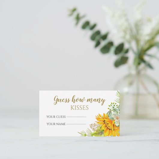 Carte D'accompagnement Tournesol devinez combien de baisers jeu nuptiale (Debout devant)