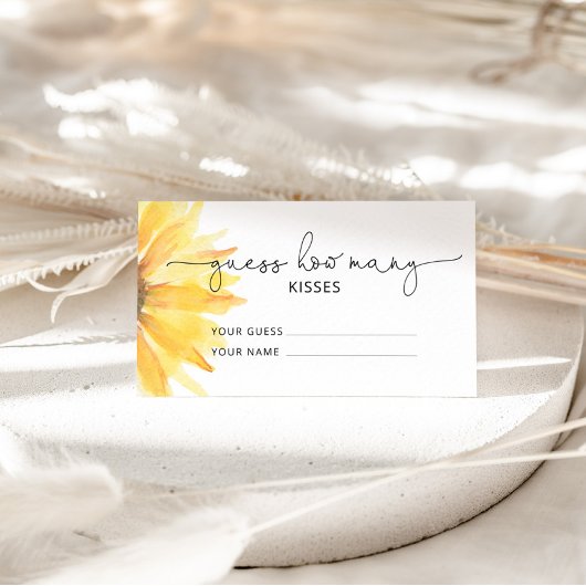 Carte D'accompagnement Tournesol devinez combien de baisers jeu nuptiale
