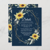 Carte D'accompagnement Tournesol et bleu marine Mariage géométrique russe (Devant / Derrière)