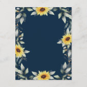 Carte D'accompagnement Tournesol et bleu marine Mariage géométrique russe (Dos)