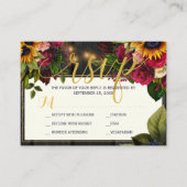 Carte D'accompagnement Tournesol et bordeaux rose mariage de automne rust (Devant)