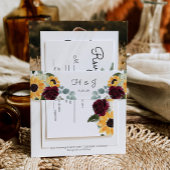 Carte D'accompagnement Tournesol et Mariage russe Rose
