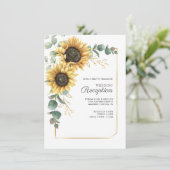 Carte D'accompagnement Tournesol Eucalyptus Réception de mariage floral (Debout devant)