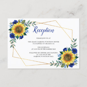 Carte D'accompagnement Tournesol Géométrique Blue Floral Réception