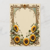 Carte D'accompagnement Tournesol jaune avec cadre d'art mariage (Dos)