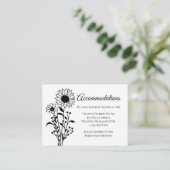 Carte D'accompagnement Tournesol Noir Blanc Floral Mariage Logement (Debout devant)