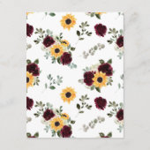 Carte D'accompagnement Tournesol Rose Rustique Détails du Mariage (Dos)