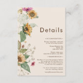 Carte D'accompagnement Tournesol Rustique Beige Mariage Détails (Devant)